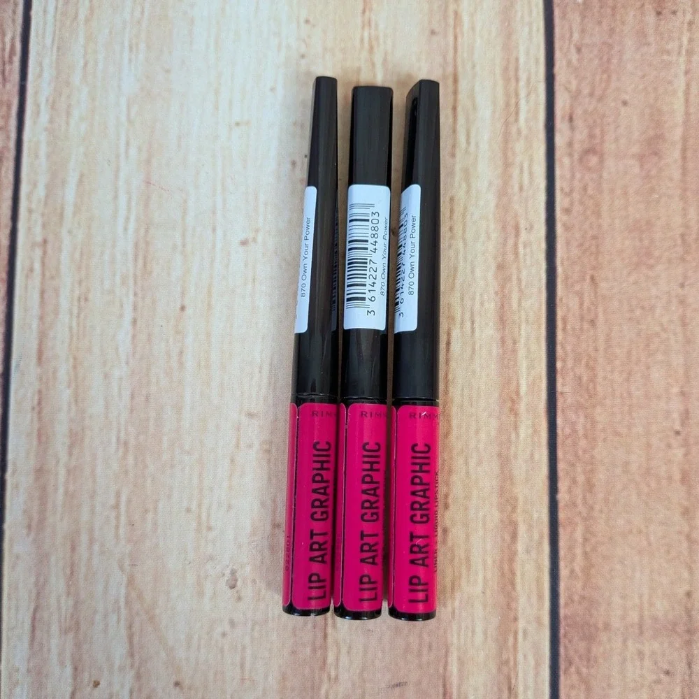 3 Pk Rimmel London Lip Art Graphic Liquid Lipstick Liner 870 Own Your Power Pink